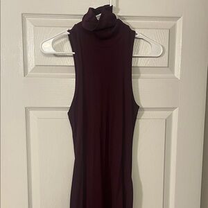 ZARA Sleeveless Burgundy Turtleneck Dress NWOT